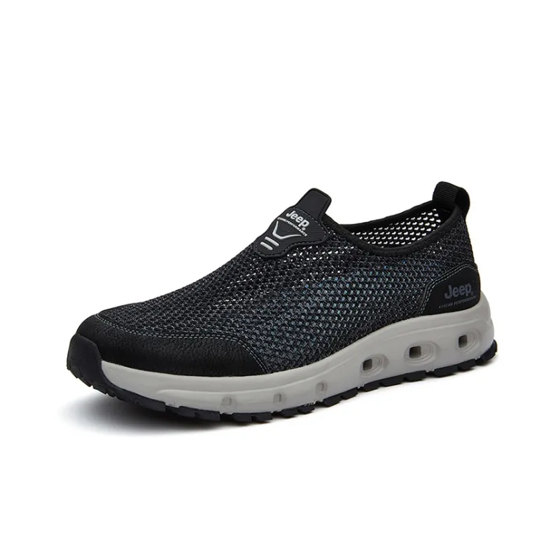 Jeep Anti-Slip And Wear-Resistant Water-Resistant Low-Top Outdoor Shoes Men's Black-3