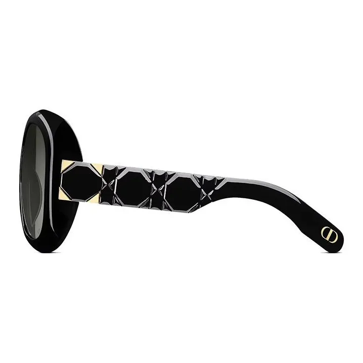 DIOR Plate Frame Irregular Shape Sunglasses Unisex Black-2