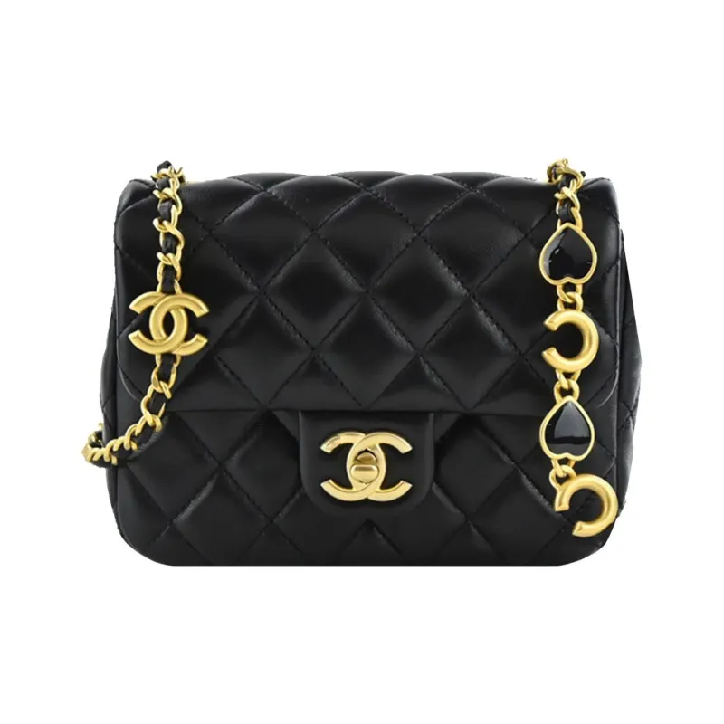 CHANEL 22K Autumn And Winter Lambskin Flap Bag, Crossbody Bag, Shoulder Bag Trumpets Women's Black-1