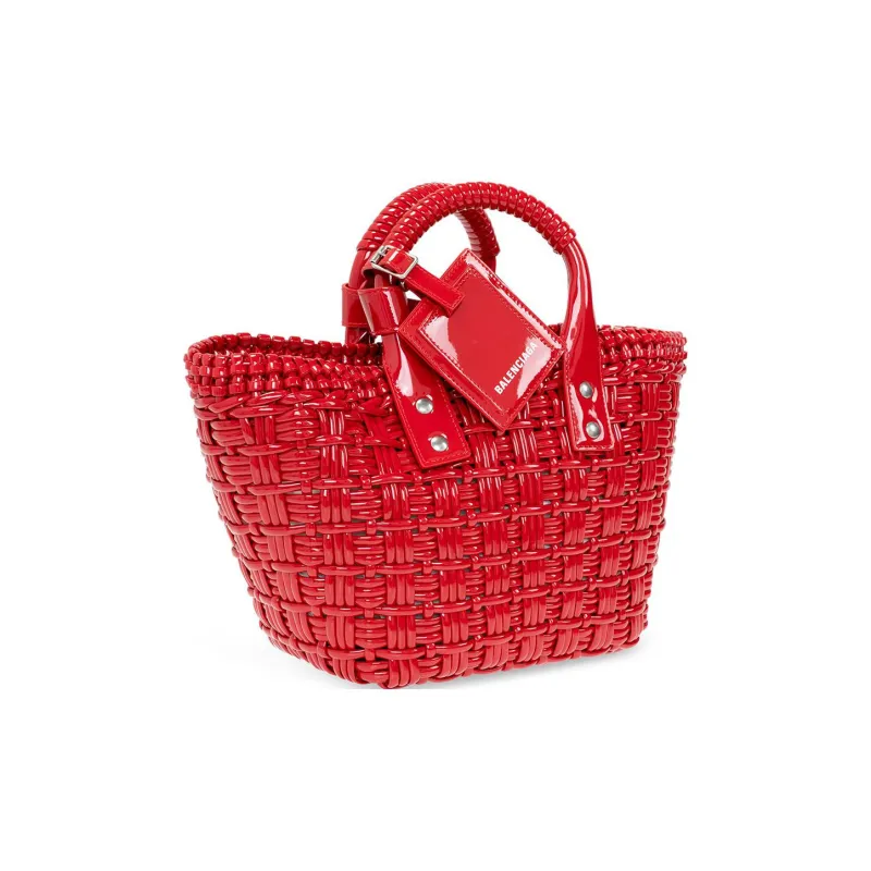 Balenciaga BISTRO Other One Shoulder Crossbody Basket Handbag Extra Small Women's Red-1
