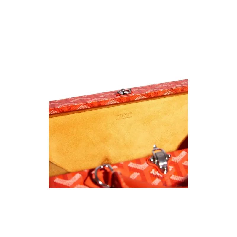 GOYARD Grand Hôtel Canvas With Leather Box Bag Handbags Women's Orange-4