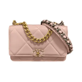 CHANEL 19BagWOC Sheepskin Chain Bag, Shoulder Bag, Crossbody Bag Regular Women's Pink