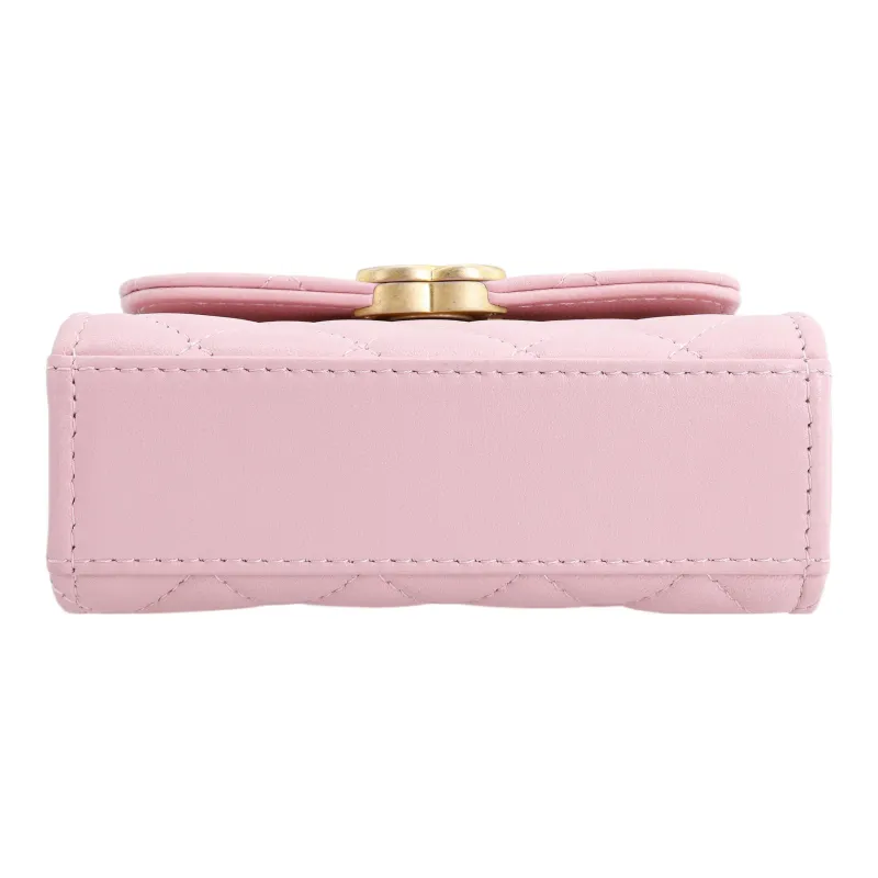 CHANEL Lambskin Portable One Shoulder Crossbody Clutch Mini Women's Light Pink-3