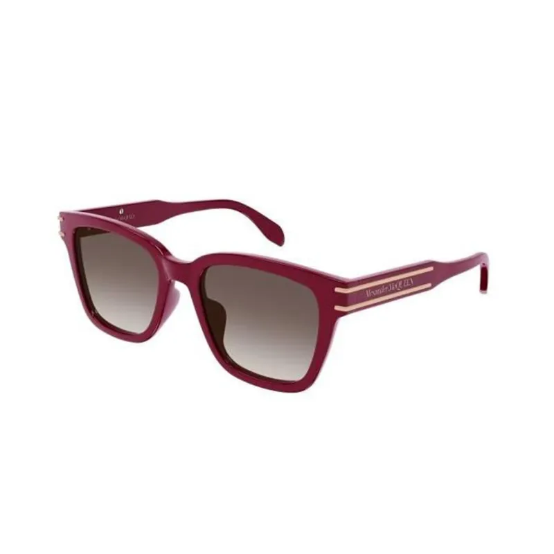 Alexander McQueen Plate Frame Square Sunglasses Unisex Red-0