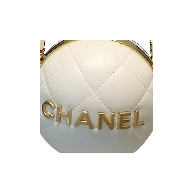 CHANEL 22A Early Autumn Sheepskin Round Ball Bag, Evening Bag, Handbag, Crossbody Bag Women's White-4