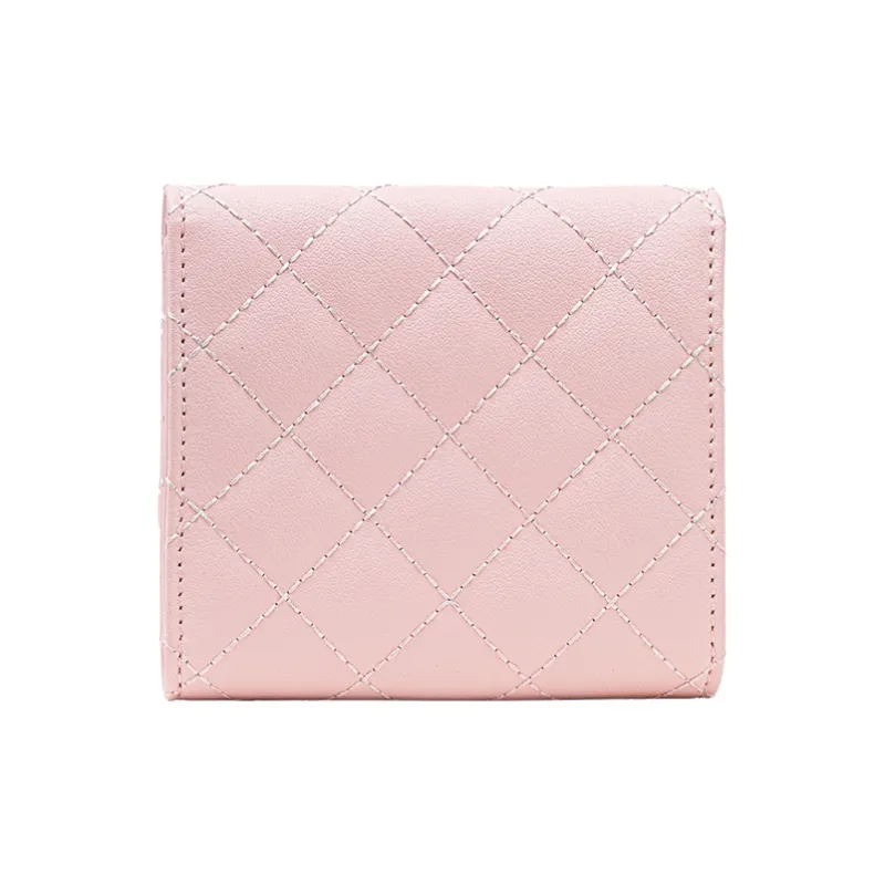 VANESSA HOGAN Lingge Series Cow Leather Wallet Small Size Women's Pink/Black-3