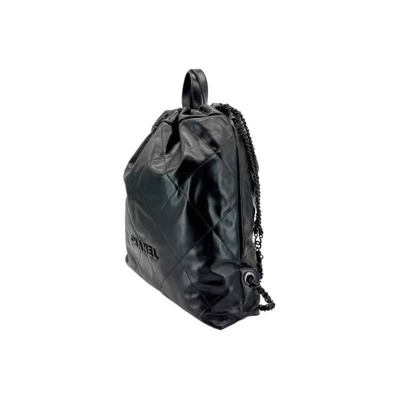 CHANEL 22Bag Shiny Calfskin Backpack Large Size Women's Black-2