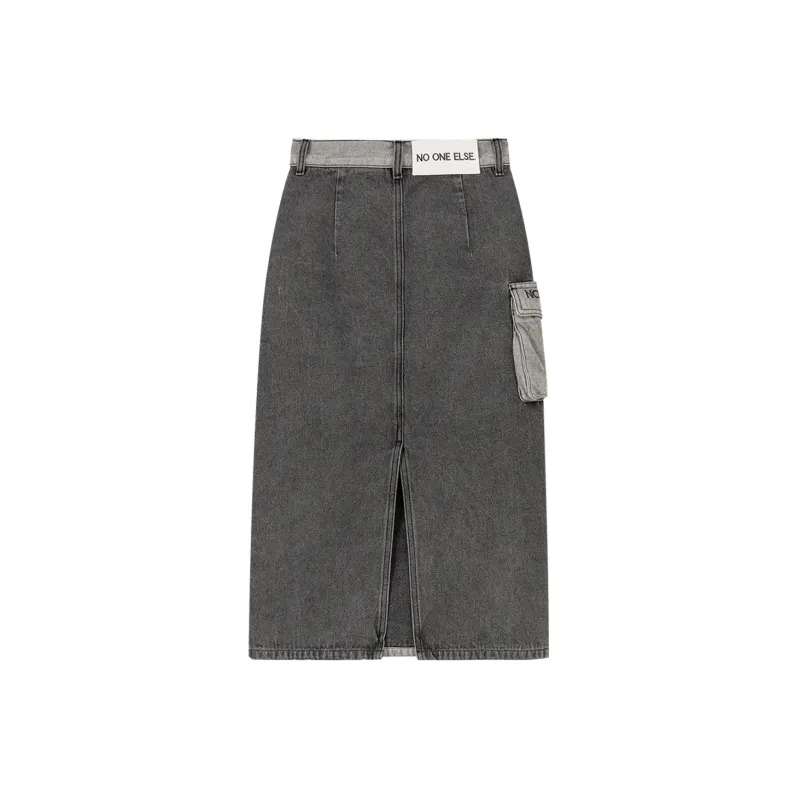 NO ONE ELSE Denim Long Skirts Women's Black Gray-1