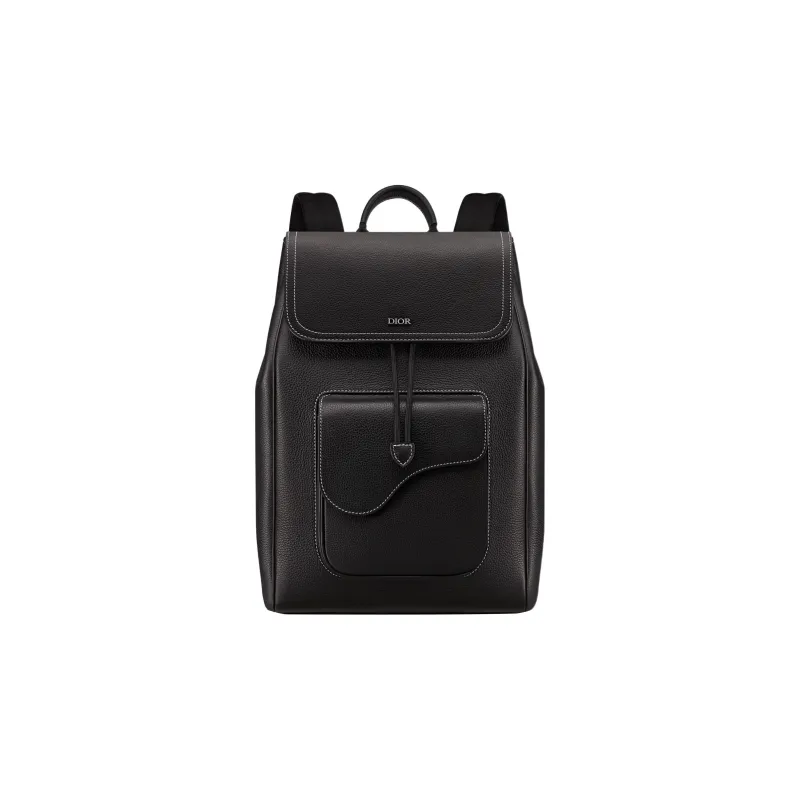 DIOR Saddle Grained Calfskin Backpack Regular Men's Black-0