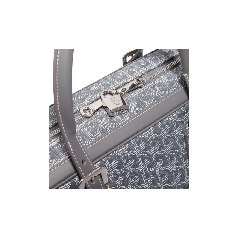 GOYARD Ambassade Canvas With Leather Handbags Briefcases Medium Size Men's Gray-4