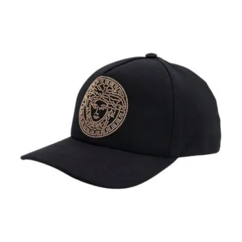 VERSACE Cotton Baseball Caps Men's Black