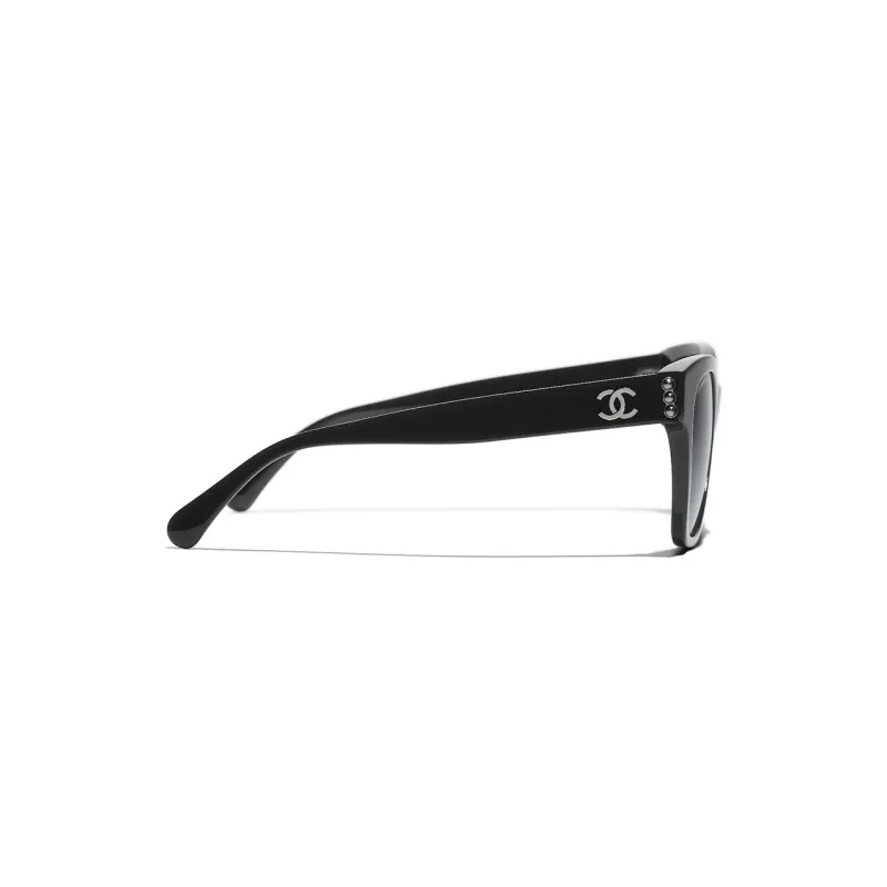 CHANEL Plate Frame Butterfly Sunglasses Unisex Black-3
