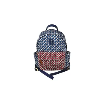 TORY BURCH GEO Polyester Backpack Large Size Women's Deep Red & Navy