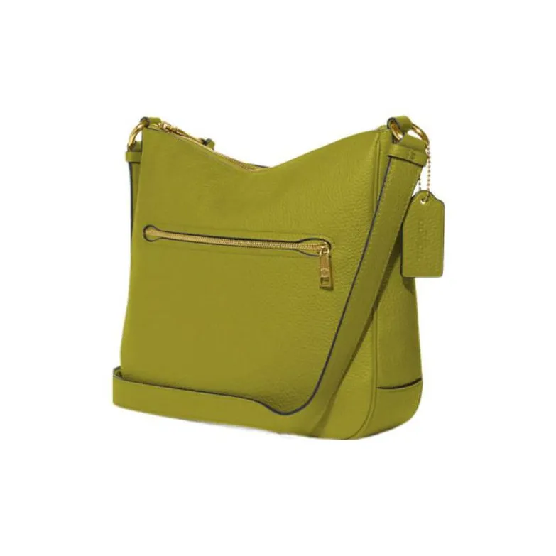 COACH Ellie Pebbled Leather File Bag Shoulder Bag Crossbody Bag Medium Size Women's Yellow Green-2