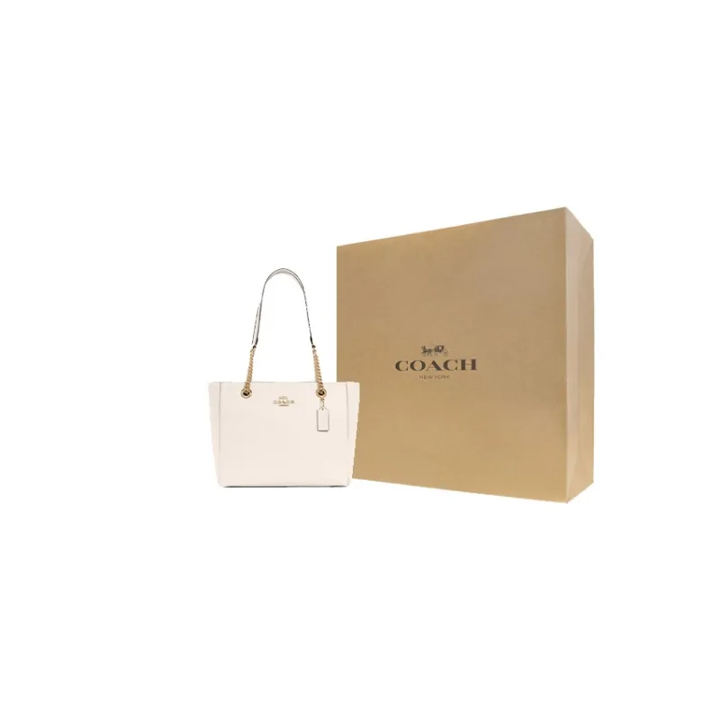 COACH Marlie Pebbled Leather Tote Bag, Shopping Bag, Shoulder Bag, Handbag Large Size Women's White-6