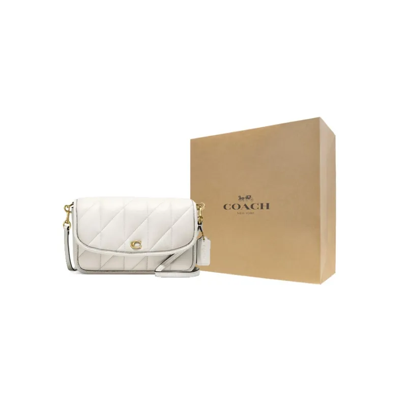 COACH Hayden Nappa Soft Leather Shoulder Bag, Crossbody Bag Trumpets Women's Chalk White-5