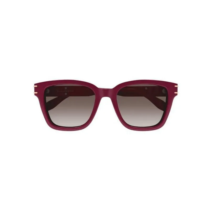 Alexander McQueen Plate Frame Square Sunglasses Unisex Red-1