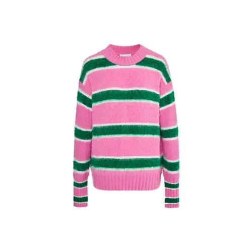 Short Sentence Sweaters Women's Pink Green Stripes