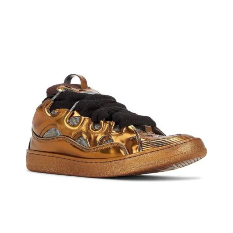 Lanvin Curb Cushioning Wear Resistant Low Top Casual Shoes Men's Brown-2