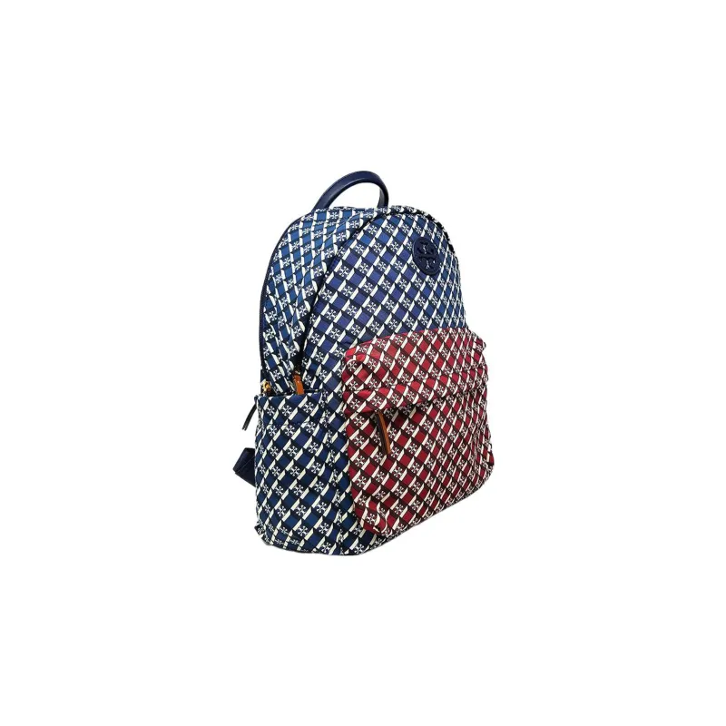 TORY BURCH GEO Polyester Backpack Large Size Women's Deep Red & Navy-1