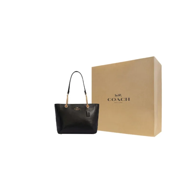 COACH Marlie Pebbled Leather Tote Bag, Shopping Bag, Shoulder Bag, Crossbody Bag, Handbag Large Size Women's Black-4