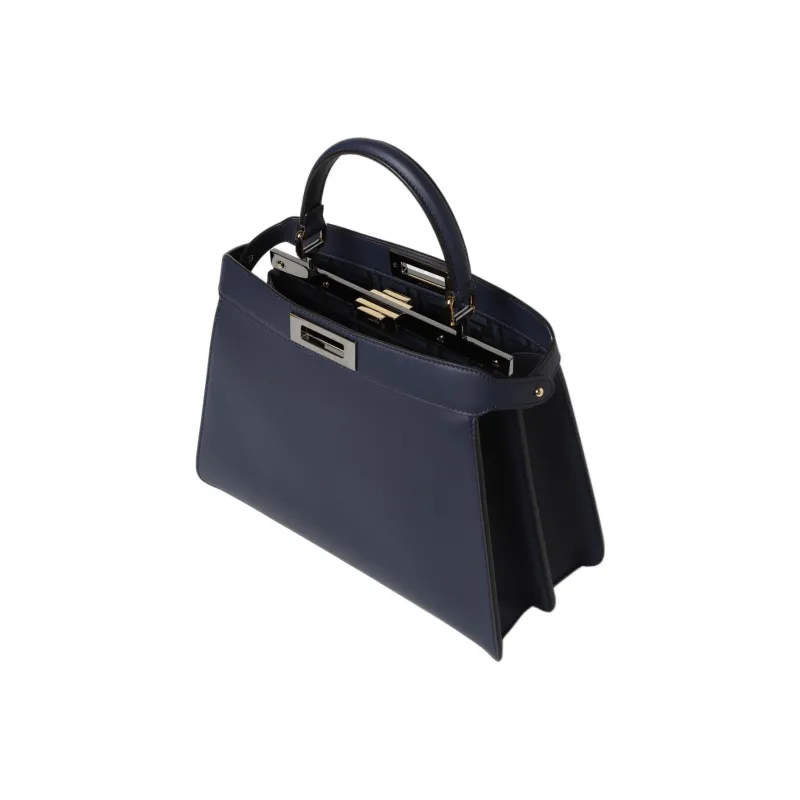 FENDI Leather One Shoulder Handbags Women's Black-4