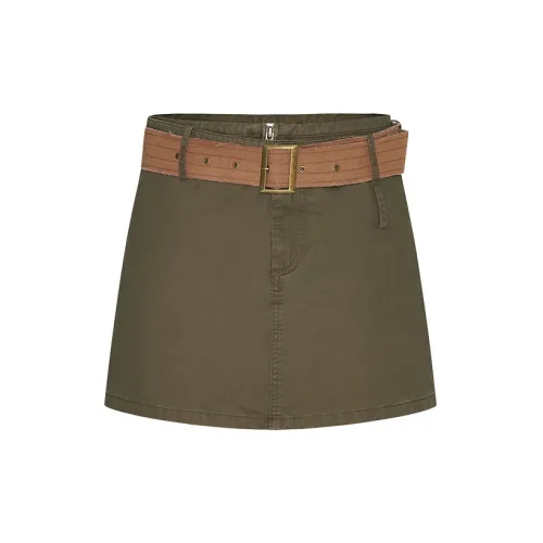 URBAN REVIVO Denim Long Skirts Women's Olive Green