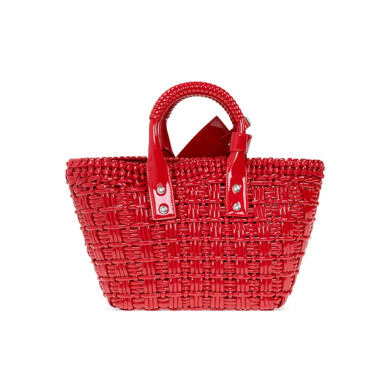 Balenciaga BISTRO Other One Shoulder Crossbody Basket Handbag Extra Small Women's Red-3