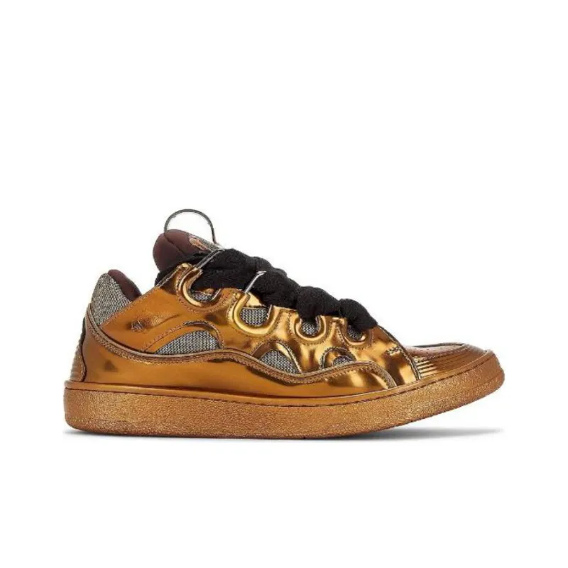 Lanvin Curb Cushioning Wear Resistant Low Top Casual Shoes Men's Brown-1