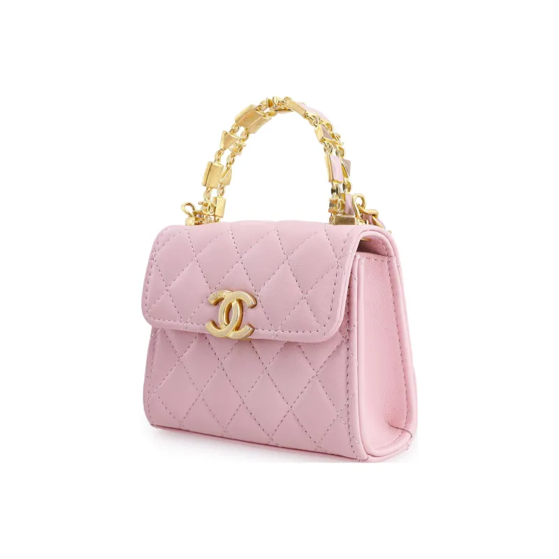 CHANEL Lambskin Portable One Shoulder Crossbody Clutch Mini Women's Light Pink-1