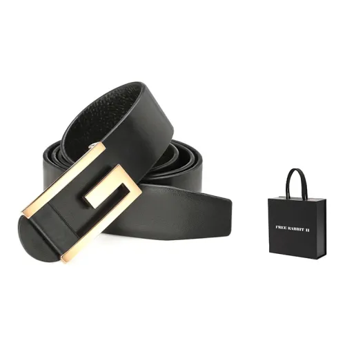 FREE RABBITⅡ Letter knitted-motif Business Genuine Leather Automatic Buckle Cow Leather Leather Belts Men's