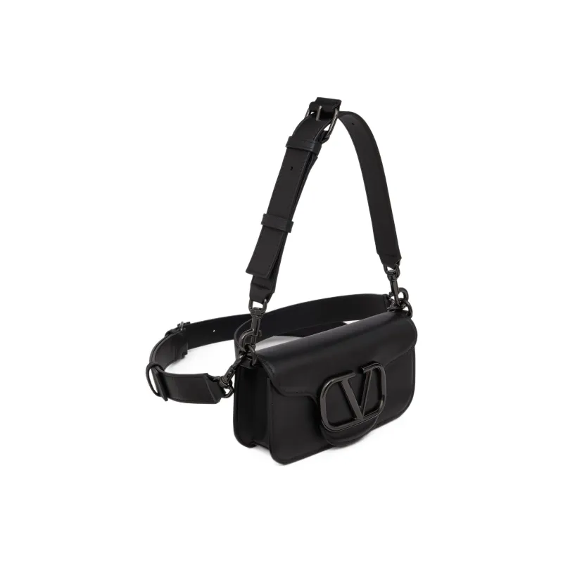 Valentino Locò Calfskin Shoulder Bag Urban Techwear Bag Shoulder Bag, Crossbody Bag Men's Black-2