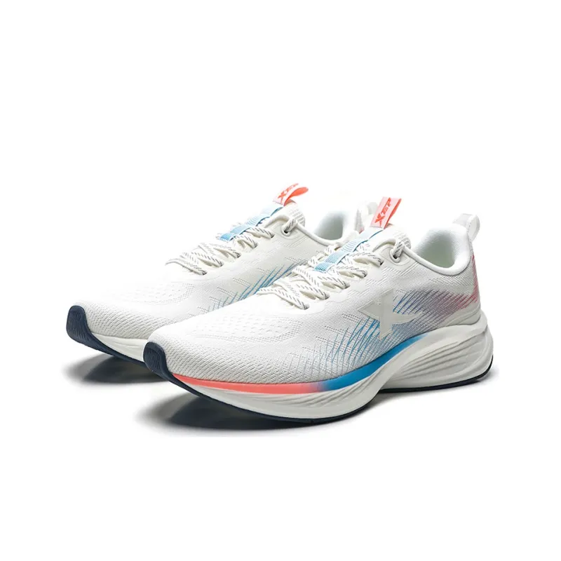 XTEP Cushioning Lightweight Low Top Running Shoes Men's White Blue-2