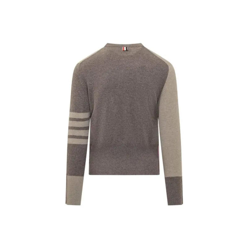 THOM BROWNE Striped Knitted Crewneck Jumper-1
