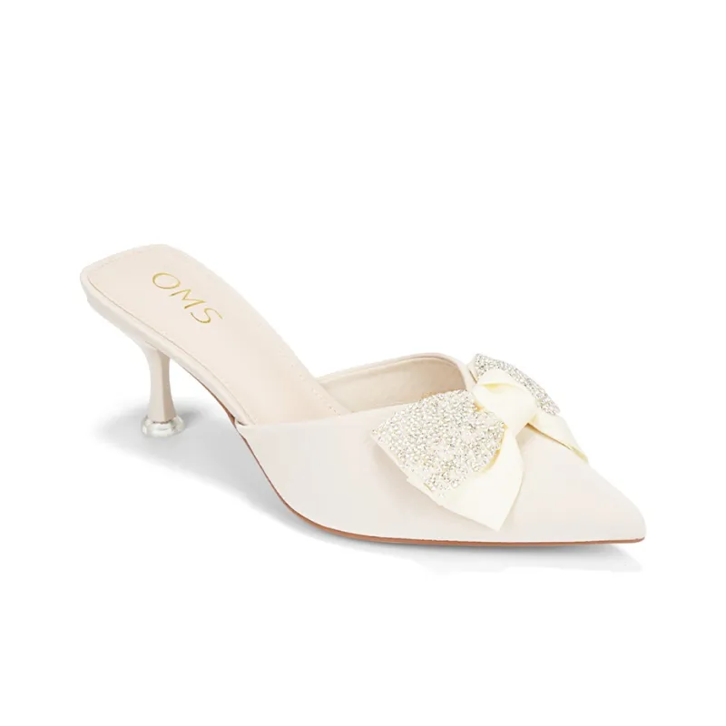 OMS Rhinestone Bowknot Fashion Versatile Comfortable Height Increasing Closed Toe Slim Heel Stylish Sandal Women's-2