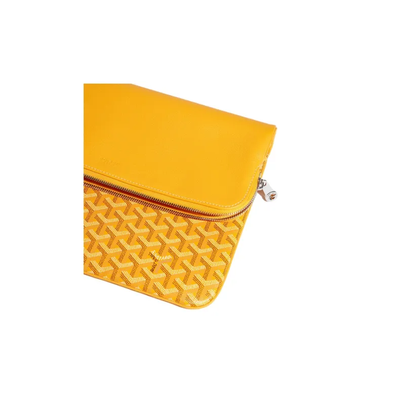 GOYARD Sainte-Marie Canvas With Calfskin Clutch Large Size Unisex Yellow-4