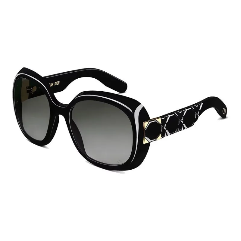 DIOR Plate Frame Irregular Shape Sunglasses Unisex Black-1