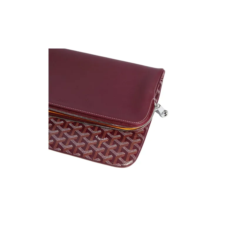 GOYARD Sainte-Marie Canvas With Calfskin Clutch Large Size Unisex Burgundy-4