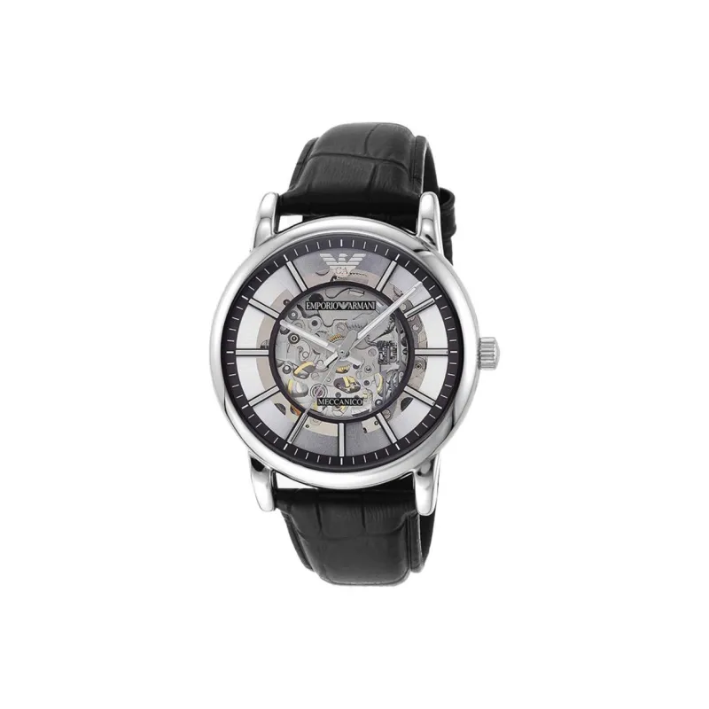 EMPORIO ARMANI Wrist Watch Mechanical Movement Leather Strap Silver Dial Men's Watches Box Available For Purchase-3