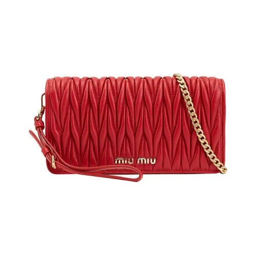 MIU MIU Matelassé Sheepskin Shoulder Bag Crossbody Bag Handbag Women's Red
