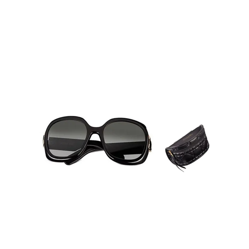 DIOR Plate Frame Irregular Shape Sunglasses Unisex Black-0