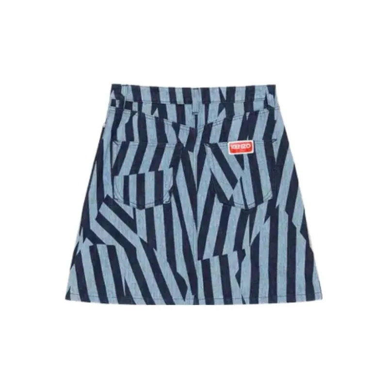 KENZO Striped Denim Mini Skirt-1