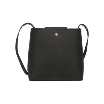 TORY BURCH Emerson Leather Bucket Bags Shoulder Bag Crossbody Bag Medium Size Women's Black