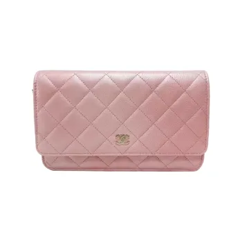 CHANEL WOC Goatskin Shoulder Bag Crossbody Bag Wallet Women's Pink