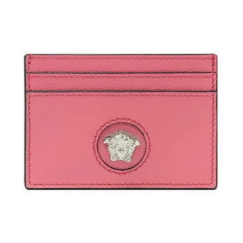 VERSACE La Medusa Cow Leather Card Holder Card Holder Women's Pink