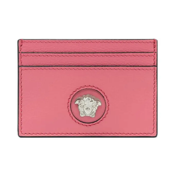VERSACE La Medusa Cow Leather Card Holder Card Holder Women's Pink-0