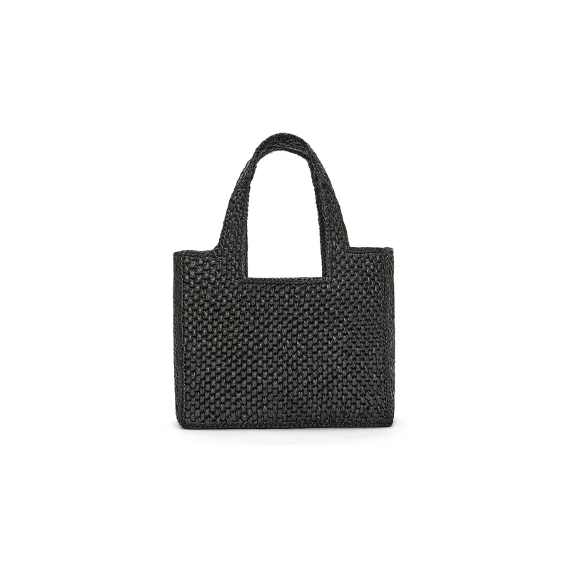 LOEWE Raffia Fiber Tote Bag, Shopping Bag, Handbag Small Size Women's Black-4