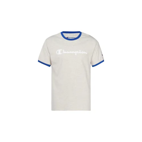 Champion T-Shirts Unisex Gray Base With Blue Edges