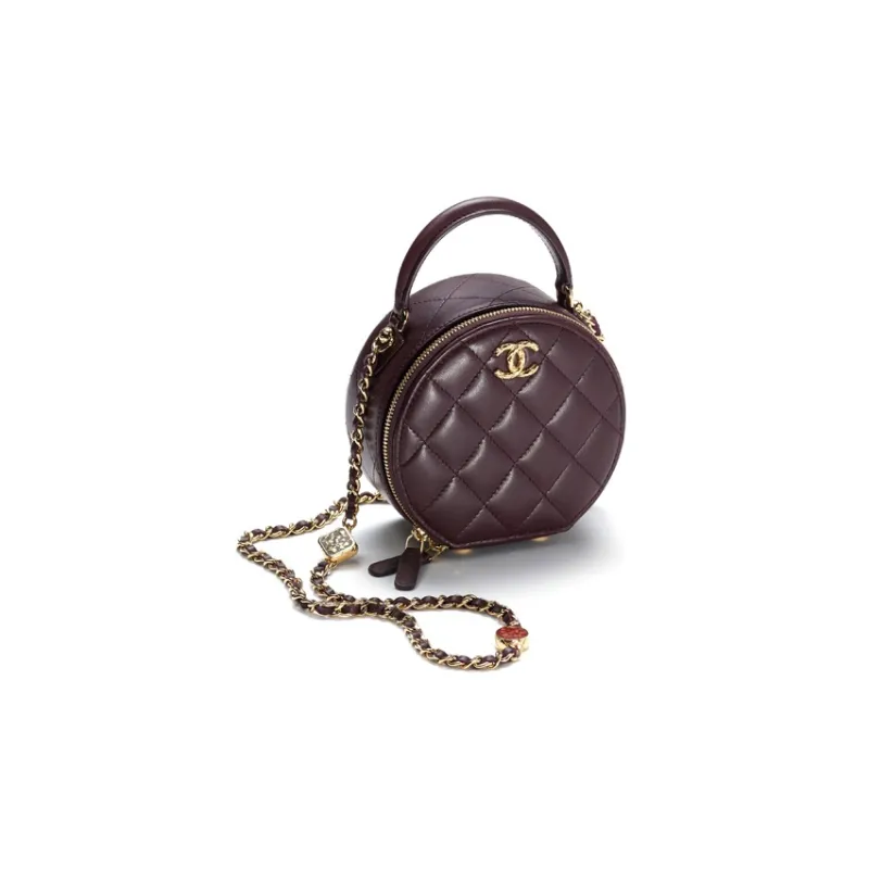 CHANEL Lambskin Shoulder Bag, Crossbody Bag, Handbag Women's Dark Purple-1