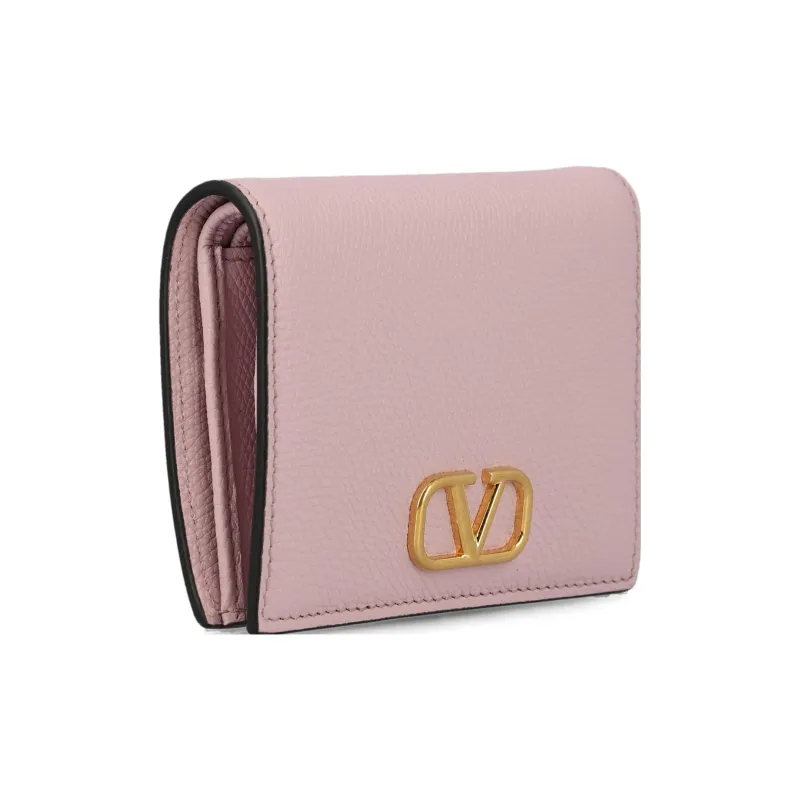 Valentino Vlogo Cow Leather Wallet, Card Holder Regular Women's Pink-1